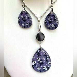 Handmade Resin Jewelry Set – Halloween Jack Skeleton Inspired 3 Piece Set